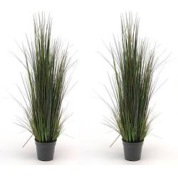 Foto van Set van 2x stuks kunstplanten groen gras sprieten 90 cm. - kunstplanten