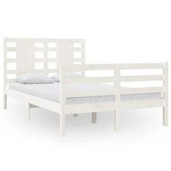 Foto van The living store bedframe - grenenhout - 205.5 x 125.5 x 69.5 cm - wit