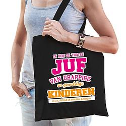 Foto van Trotse juf van geweldige kinderen cadeau tas zwart voor dames - feest boodschappentassen