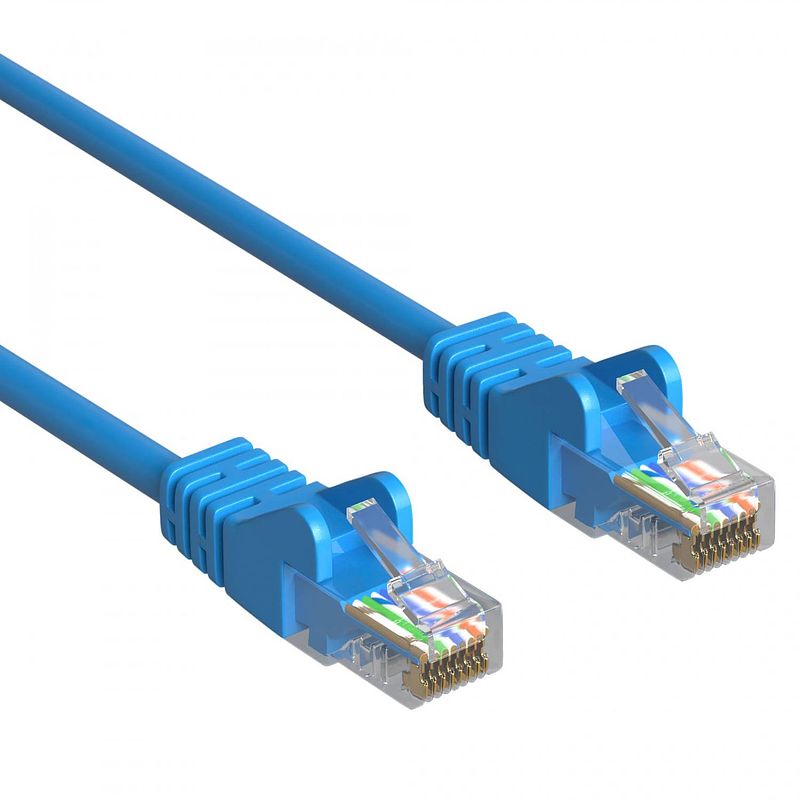 Foto van Cat 5e - u/utp - netwerkkabel - patchkabel - internetkabel - 1 gbps - 10 meter - blauw - allteq