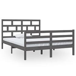 Foto van The living store bedframe grenenhout - 205.5 x 146 x 100 cm - grijs