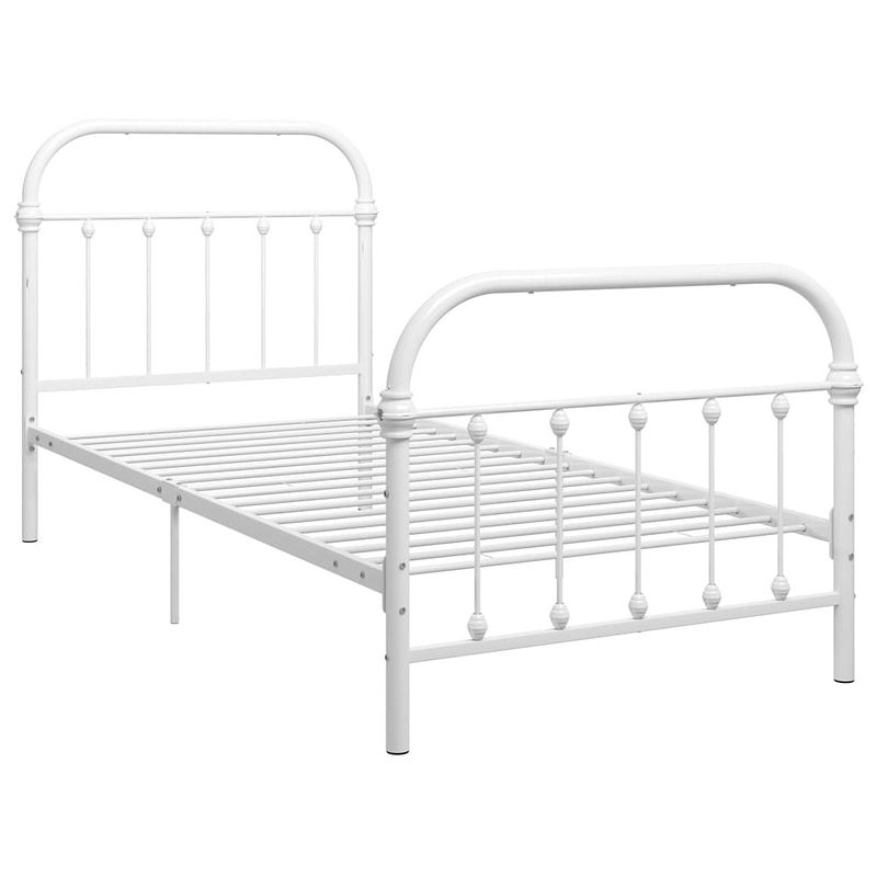 Foto van The living store metalen bedframe - wit - 213 x 101 x 109 cm - geschikt voor 90 x 200 cm matras - montage vereist