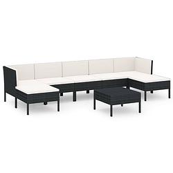 Foto van Vidaxl 8-delige loungeset met kussens poly rattan zwart