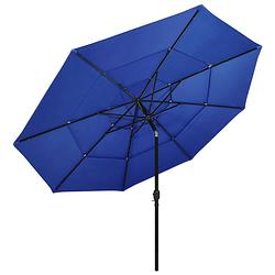 Foto van The living store parasol - 3-laags - 350x260 cm - uv-beschermend polyester - aluminium paal - inklapbaar - azuurblauw