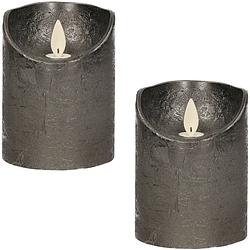Foto van 2x antraciete led kaarsen / stompkaarsen met bewegende vlam 10 cm - led kaarsen