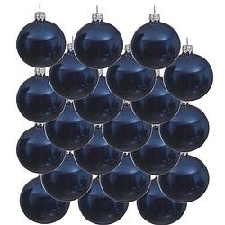 Foto van 18x glazen kerstballen glans donkerblauw 8 cm kerstboom versiering/decoratie - kerstbal