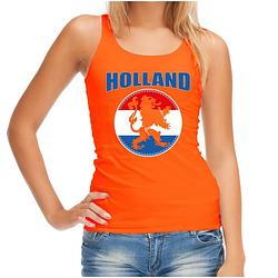 Foto van Oranje fan tanktop / kleding holland met oranje leeuw ek/ wk voor dames m - feestshirts