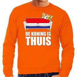 Foto van Woningsdag de koning is thuis sweaters / trui voor thuisblijvers tijdens koningsdag oranje heren s - feesttruien