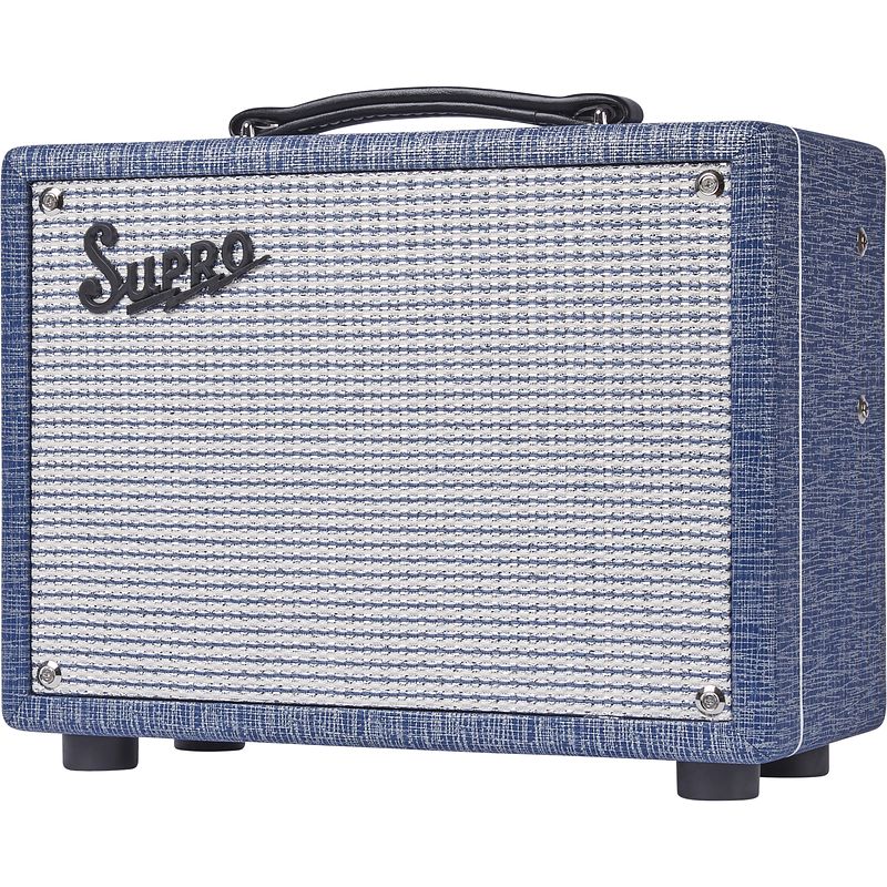 Foto van Supro 1605rj 's64 reverb blue rhino hide gitaarversterker combo