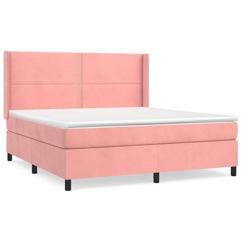 Foto van Vidaxl boxspring met matras fluweel roze 180x200 cm