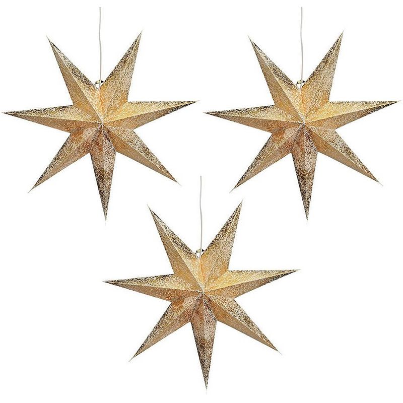 Foto van 3x stuks kerstversiering gouden kerststerren 60 cm - kerststerren