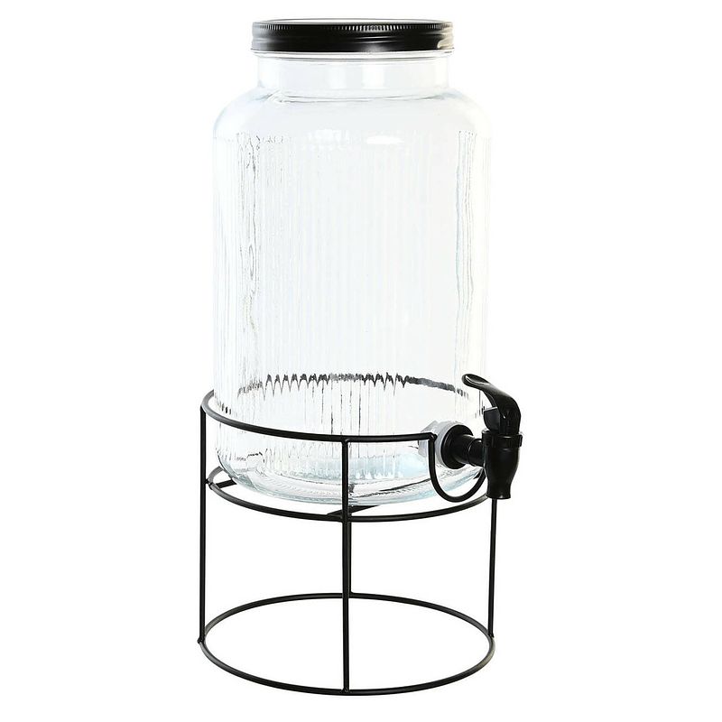 Foto van Drank dispenser - 6 liter - glas - op standaard met metalen kraantje - drankdispensers