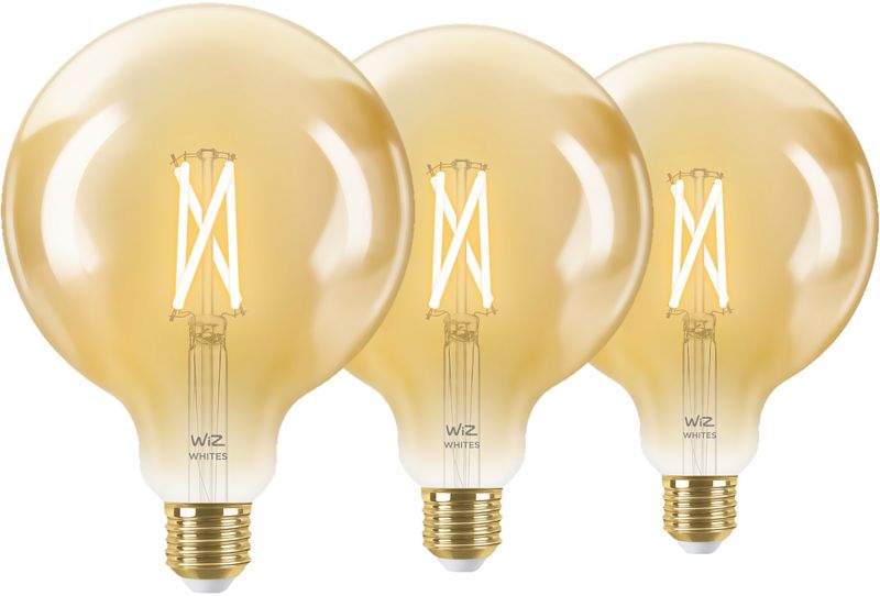 Foto van Wiz smart filament lamp globe xl 3-pack  - warm tot koelwit licht - e27