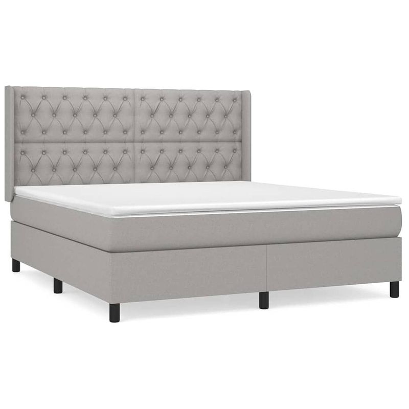 Foto van The living store boxspringbed - - bed - 203 x 163 x 118/128 cm - lichtgrijs