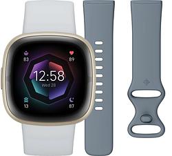 Foto van Fitbit sense 2 blauw/goud + siliconen bandje blauw s