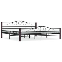 Foto van The living store metalen bedframe - zwart - 210 x 207 x 85 cm - massieve constructie - stevige lattenbodem