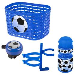 Foto van Ventura accessoiresset voetbal jongens blauw/wit 4-delig