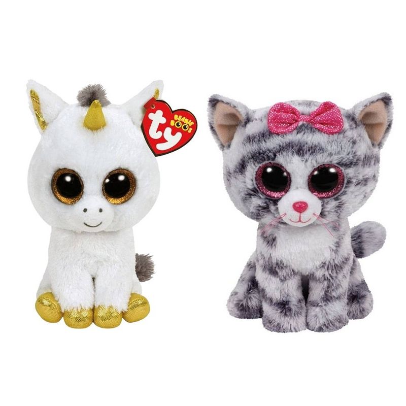 Foto van Ty - knuffel - beanie boo's - pegasus unicorn & kiki cat