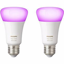 Foto van Philips hue standaardlamp a60 e27 2-pack wit en gekleurd licht