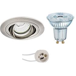 Foto van Led spot set - osram parathom par16 927 36d - pragmi alpin pro - gu10 fitting - dimbaar - inbouw rond - mat nikkel -