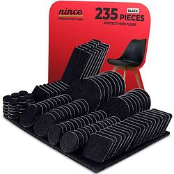 Foto van Nince vilt - vloerbeschermer - viltjes stoelpoot beschermer zwart - meubelvilt - 235 stuks