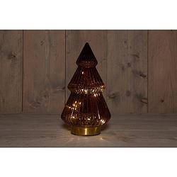 Foto van Anna'ss collection - b.o.t. tree glass 15x28,5 cm burgundy with golden base 10led