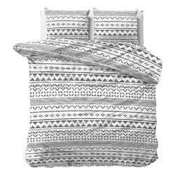 Foto van Dreamhouse bedding scandino dekbedovertrek - 2-persoons (200x200/220 cm + 2 slopen) - katoen satijn - white