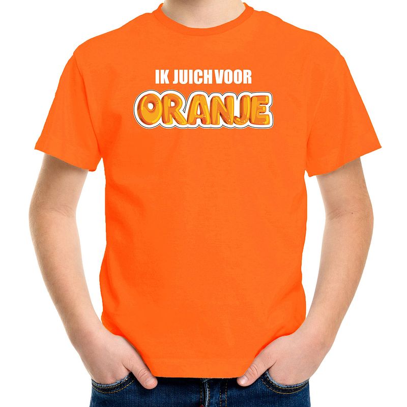 Foto van Oranje fan shirt / kleding holland ik juich voor oranje ek/ wk voor kinderen s (122-128) - feestshirts