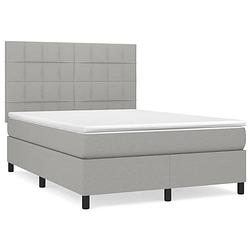 Foto van The living store boxspringbed - lichtgrijs - pocketvering - 140x200 - verstelbaar hoofdbord