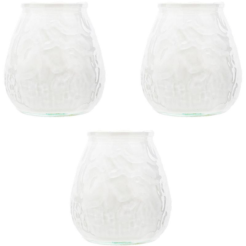 Foto van 6x witte tafelkaarsen in glazen houders 7 cm brandduur 17 uur - waxinelichtjes