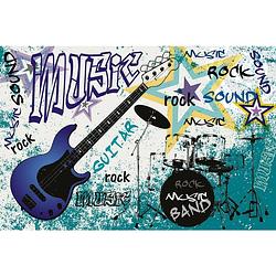 Foto van Dimex blue guitar vlies fotobehang 375x250cm 5-banen