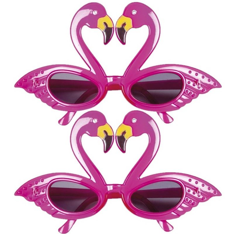 Foto van 2x stuks flamingo feest zonnebril voor volwassenen - verkleedbrillen