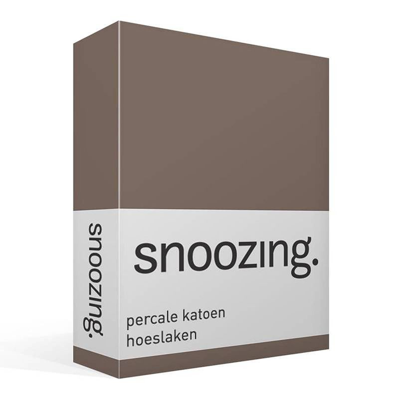 Foto van Snoozing - hoeslaken -90x200 - percale katoen - bruin