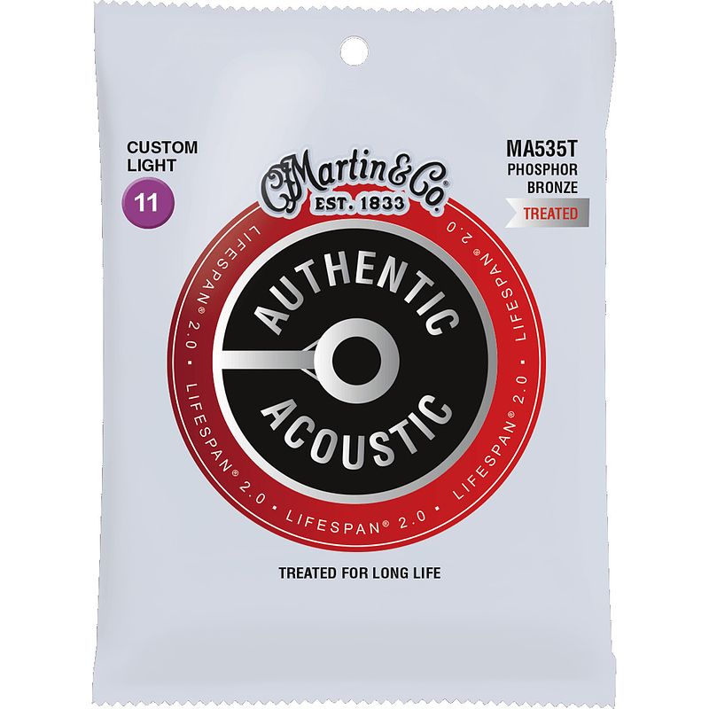 Foto van Martin strings ma535t authentic lifespan 2.0 phosphor bronze