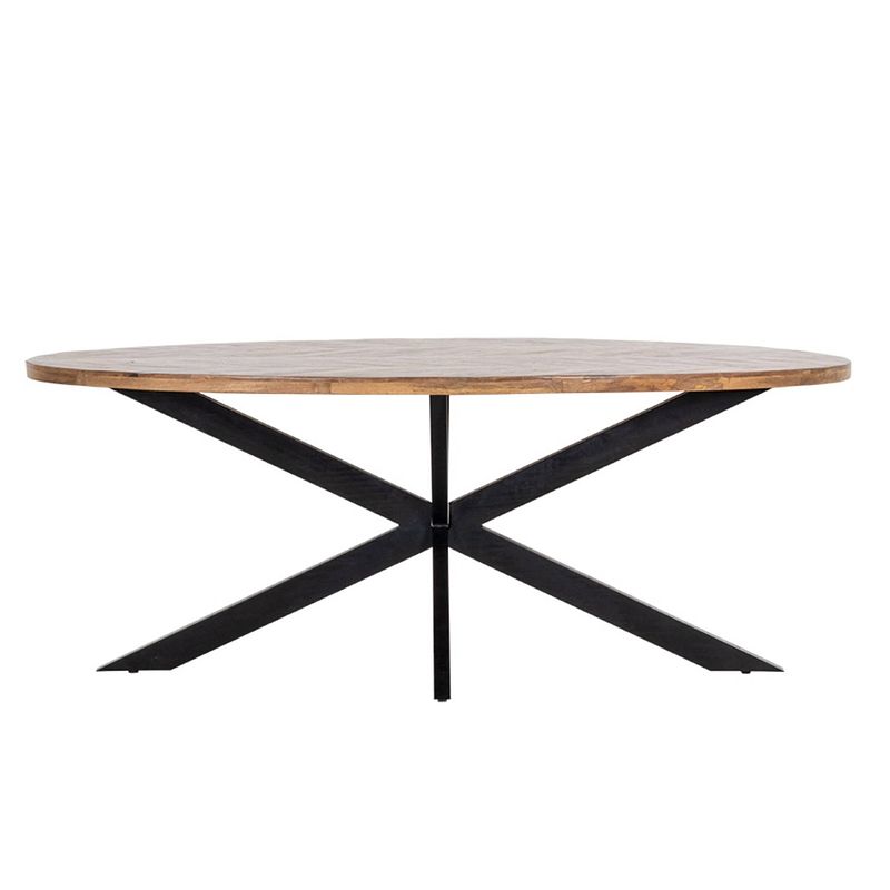 Foto van Giga meubel eettafel ovaal - naturel visgraat - 160cm - eettafel max