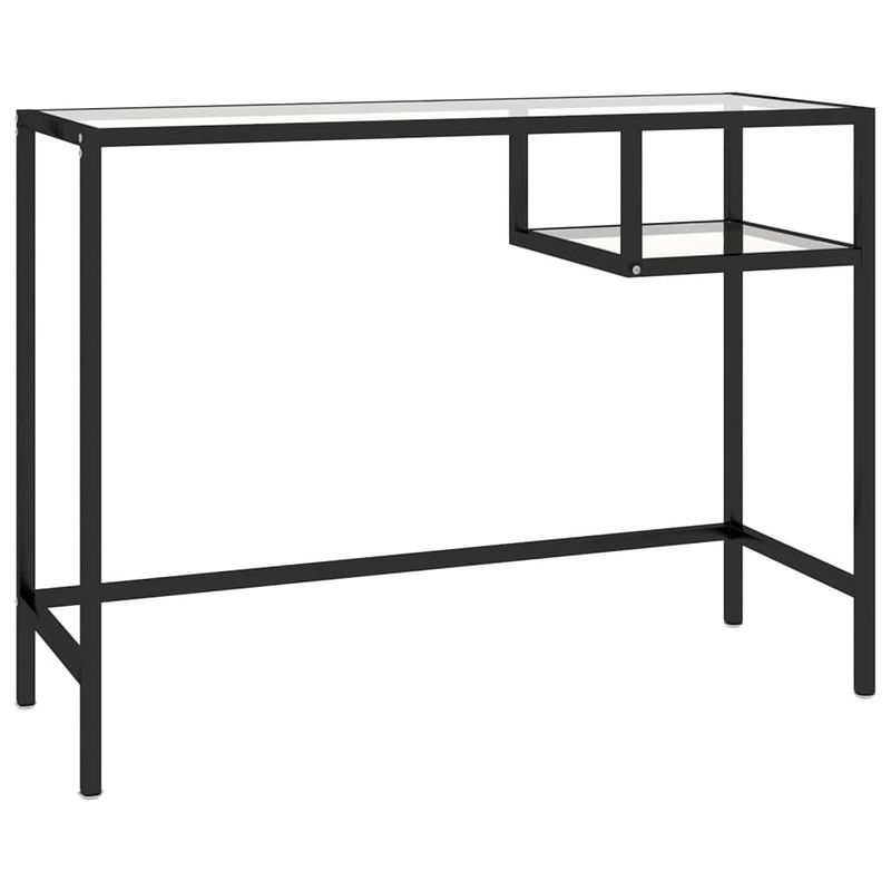 Foto van The living store bureau glas en staal - 100 x 36 x 74 cm - transparant - 5 mm dik glas