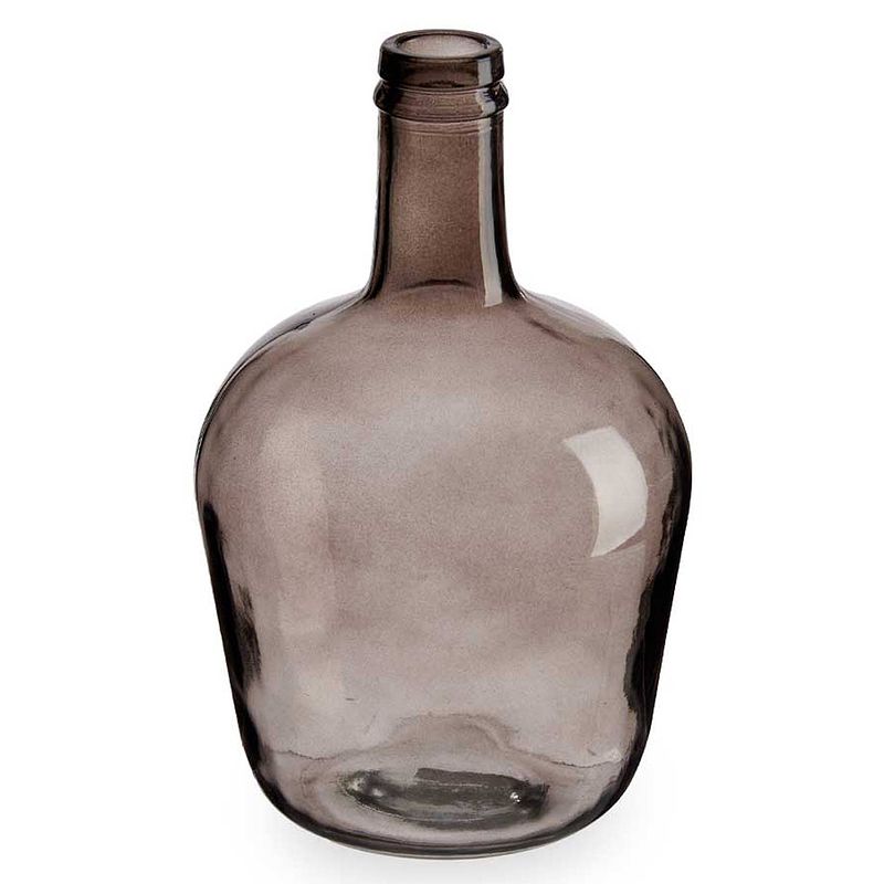 Foto van Bloemenvaas - flessen model - glas - grijs transparant - 19 x 31 cm - vazen
