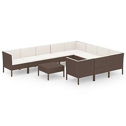 Foto van Vidaxl 11-delige loungeset met kussens poly rattan bruin