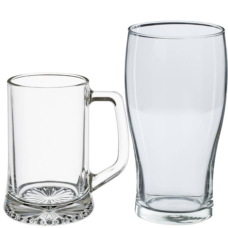 Foto van Bierglazen set - bierpullen/pint glazen - 8x stuks - glas - bierglazen