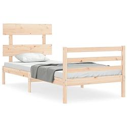 Foto van The living store houten bedframe - massief grenenhout - 205.5 x 105.5 x 81 cm - multiplex lattenbodem