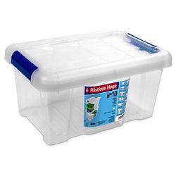 Foto van 1x opbergboxen/opbergdozen met deksel 5 liter kunststof transparant/blauw - opbergbox