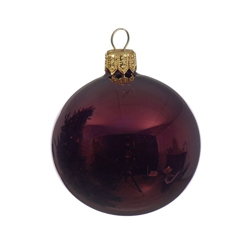 Foto van Kerstballen glas glans 15 cm ossenbloed