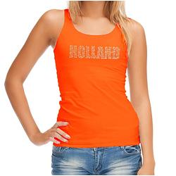 Foto van Glitter holland tanktop oranje rhinestone steentjes voor dames nederland supporter ek/ wk l - feestshirts