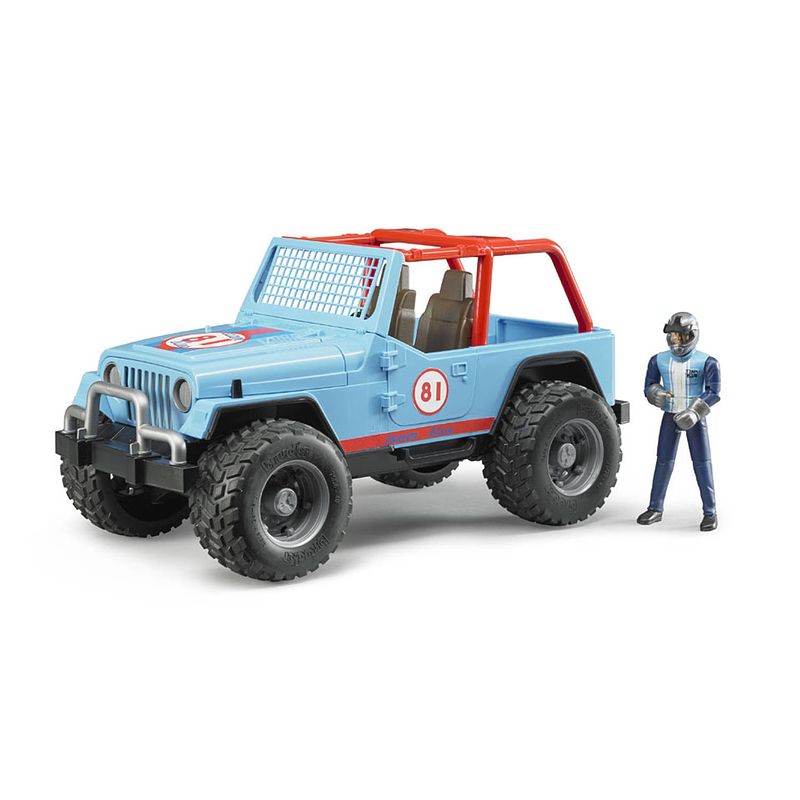 Foto van Bruder jeep cross country racer met bestuurder - blauw