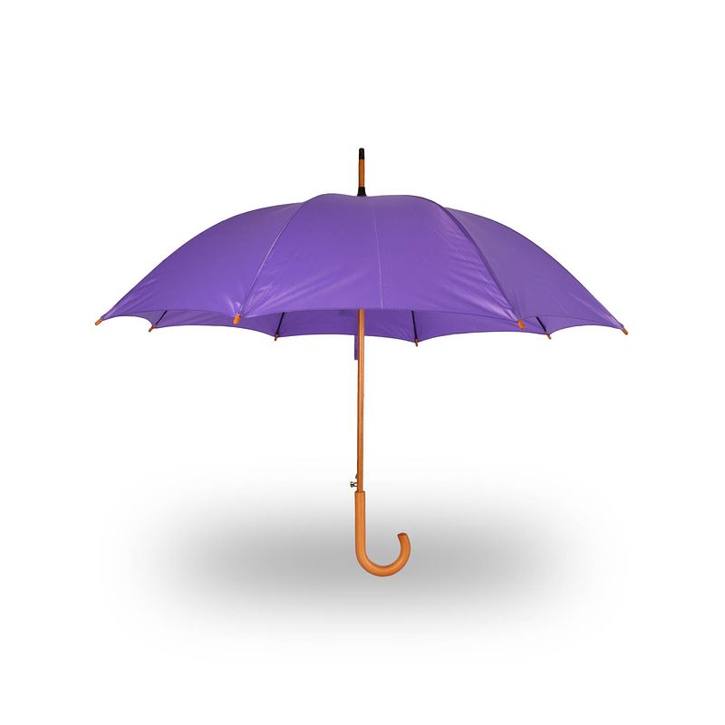 Foto van Paraplu paars stormparaplu polyester automatische paraplu 395g stevige paraplu opvouwbare paraplu houten