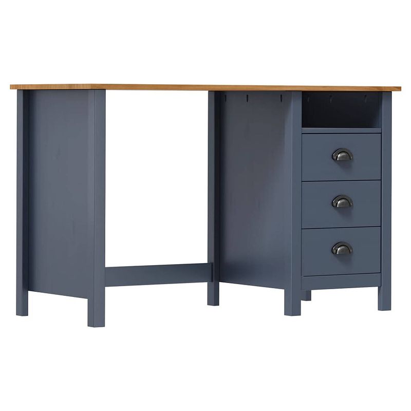 Foto van Vidaxl bureau hill range met 3 lades 120x50x74 cm grenenhout grijs