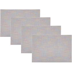 Foto van 6x rechthoekige placemats metallic pasteltinten geweven 30 x 45 cm - placemats