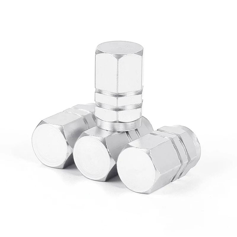 Foto van Tt-products ventieldopppen hexagon silver aluminium 4 stuks zilver