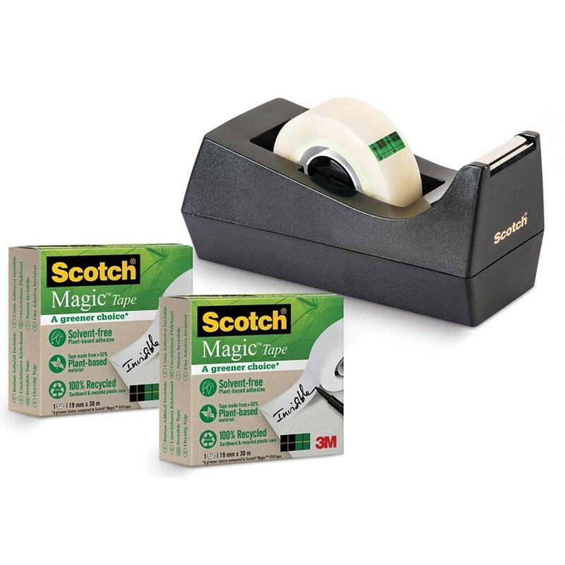 Foto van Plakbandhouder scotch c38 + 3 rollen magic 810 19mm x 33meter