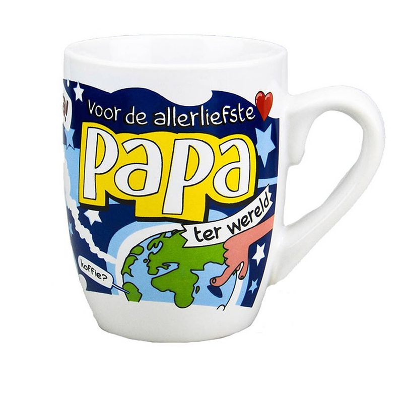 Foto van Cartoon mok/beker papa cadeau vaderdag/verjaardag 300 ml - feest mokken